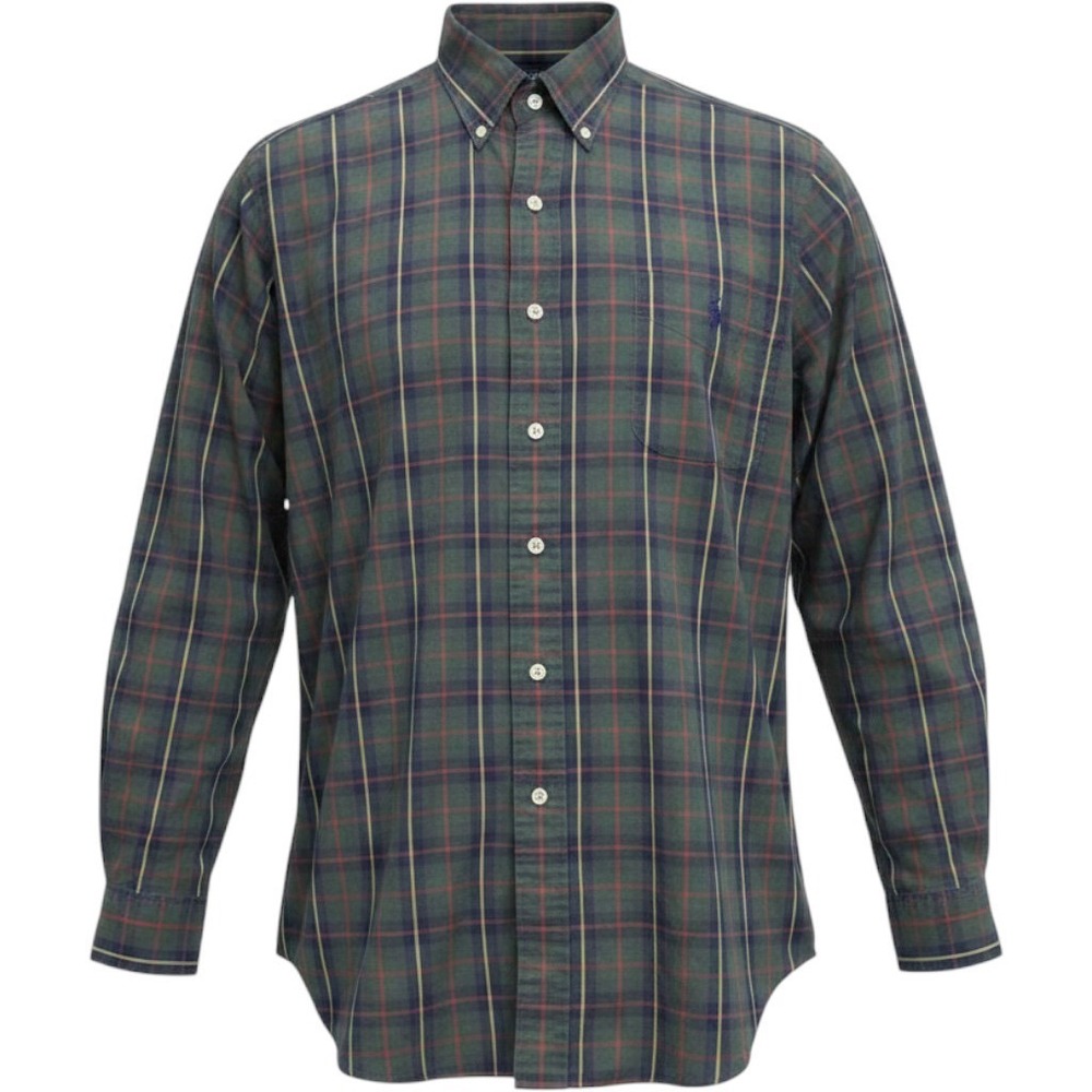 Polo Ralph Lauren The Big Shirt XL Green Plaid Button Down Cotton Long Sleeve
